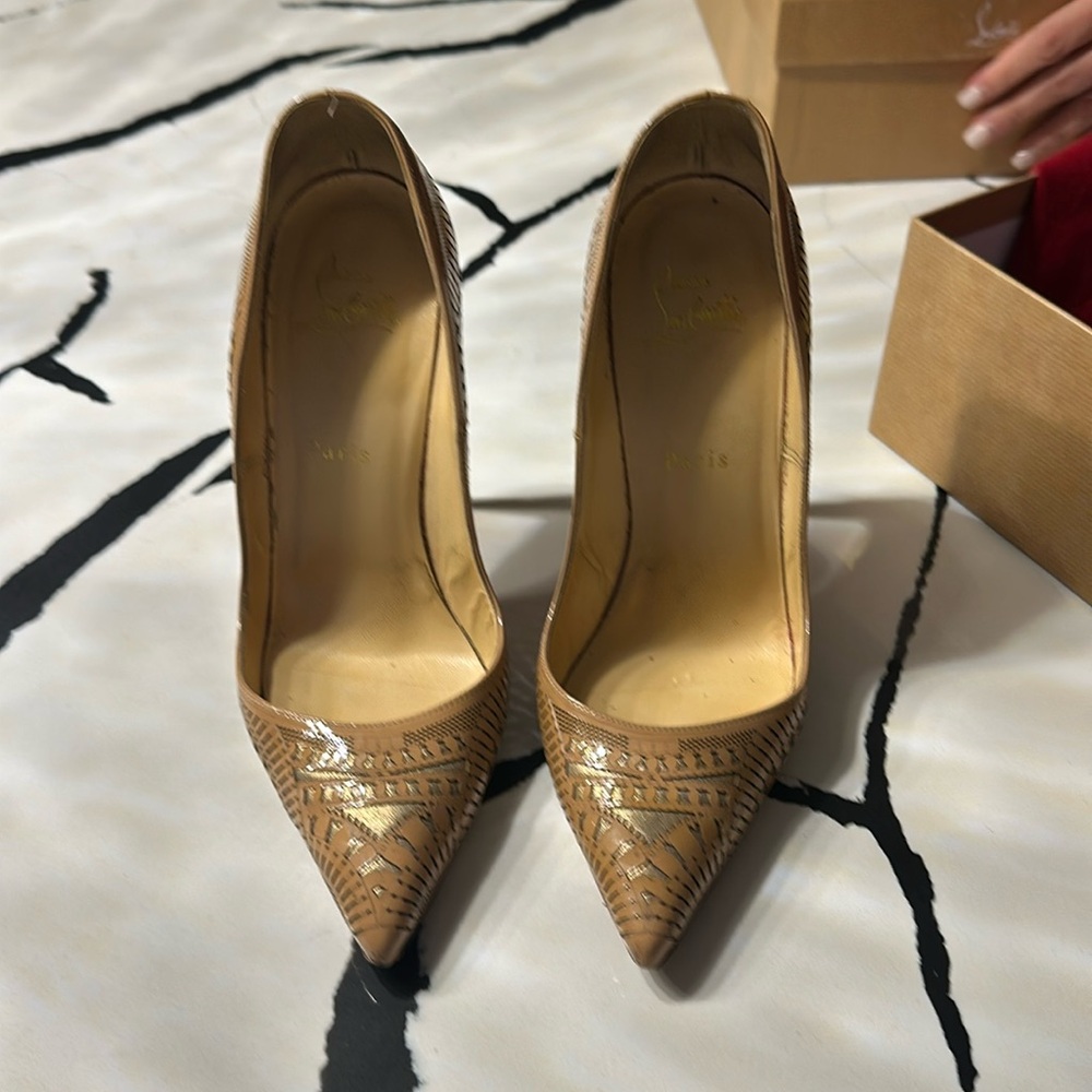 Christian Louboutin Kristali 120 Patent Suede Burma High Heels